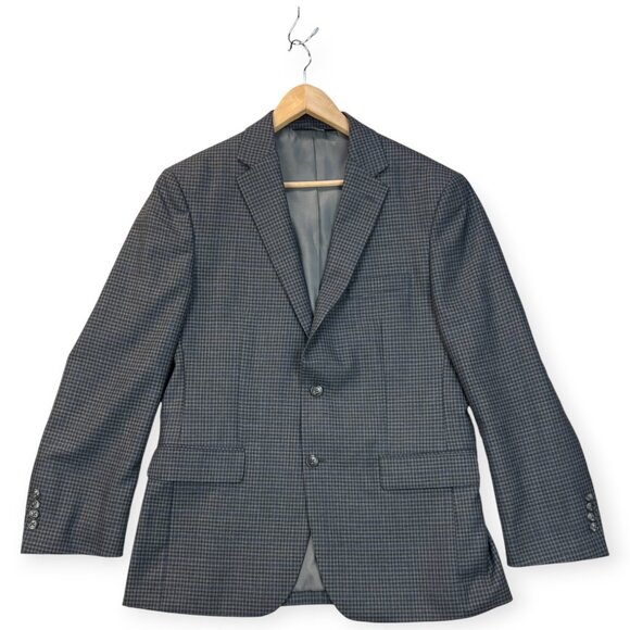 JoS. A. Bank Mens Blazer 1905 Micro Check Blue Gray Wool Traditional Fit Sz 40R - Picture 3 of 15
